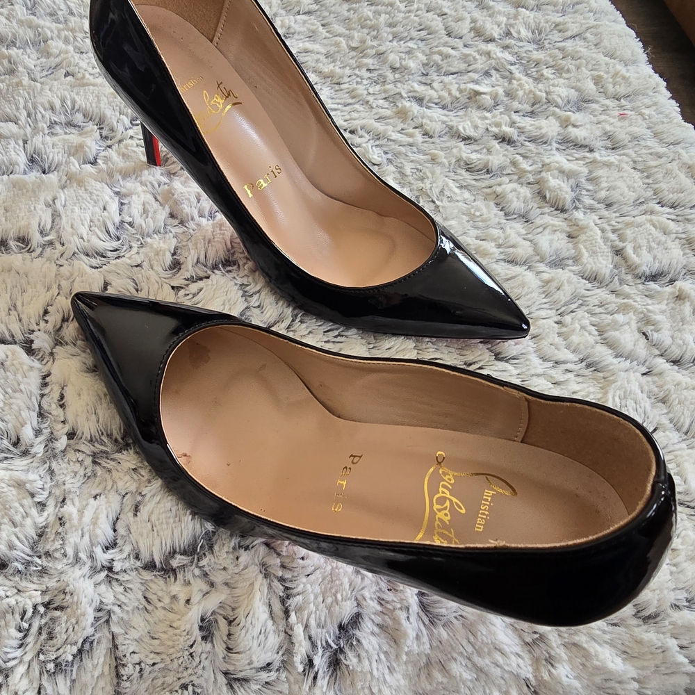 Christian Louboutin Glossy Black Heels with Red Soles